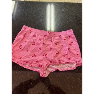 PINK Victoria's Secret‎ Cherry Boxer Shorts Sleep Women's Size L Foldover Waist